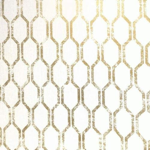 Tempus Papier peint hexagonal géométrique hexagonal Or blanc fin FD25046