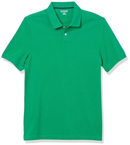 Amazon Essentials Men's Slim-Fit Cotton Pique Polo Shirt, Green, L