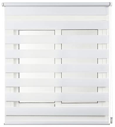 Estores enrollables sin taladrar para Ventanas. Fácil instalación sin Herramientas. Gran Variedad de Modelos, Medidas y Colores Disponibles. STORESDECO Estor Noche y Dia Blanco 60x180 cm