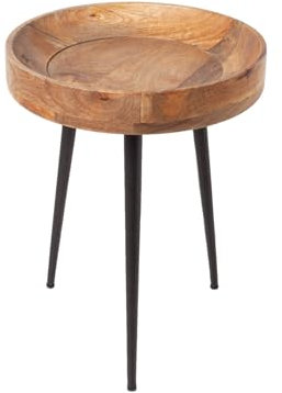 invicta INTERIOR Eleganter Beistelltisch Pure Nature 35cm Mangoholz mit schwarzen Beinen Wohnzimmertisch Tisch
