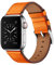OUHENG Compatible con Apple Watch Band de 41 mm, 40 mm, 38 mm, correa de repuesto de piel auténtica compatible con Apple Watch Series 8/7/6/5/4/3/2/1/SE2/SE, correa naranja con adaptador plateado