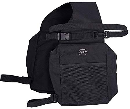 Satteltasche Pferd 600 D schwarz | Wasserabweisendes Material | Praktische Packtasche Sattel | Einfache Befestigung | Viel Stauraum