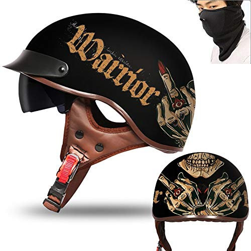 MTTKTTBD Casque Moto Bols,ECE Homologué Retro Harley Casque de Moto pour Scooter Chopper Cruiser Racing Mofa Pilote Vespa Casques Moto Jet avec Visière