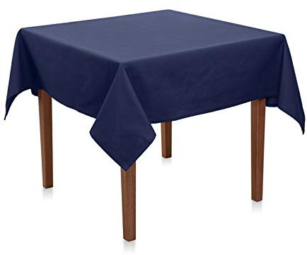 Tischdecke Baumwolle Linon - Uni, Einfarbig, Baumwolltischdecke, Tischtuch, Tischdeko (Marine Blau, 130x130 cm)