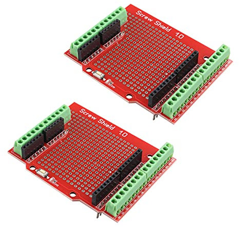 Jopto 2 Pezzi Proto Shield Shield Terminal Point assemblato prototipo Scheda di espansione Sorgente di Apertura Pulsante di Reset PCB Scheda Nuda Compatibile con Arduino