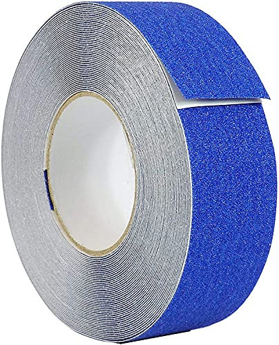 Guuzi Nastro Antiscivolo, 5cm × 20m Antiscivolo Migliore Presa, Attrito, Adesivo Abrasivo per Scale, Sicurezza, Gradino, Interno, All'aperto, Attenzione - Blu