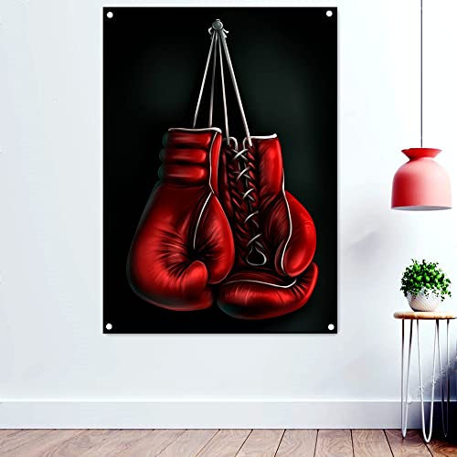 Rote Boxhandschuhe Poster-Tapete Kickboxen, Muay Thai, Kampfsport, Workout, Banner, Flagge, Leinwand, Malerei, Fitnessstudio, Wanddekoration, 96 x 144 cm
