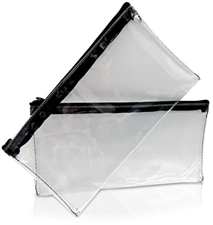 WZ Pencil Case - Transparent PVC Pencil Cases with Zipper - Clear Pencil Case for Exams Pen Pencil Stationary - Pencil Case for Girls Boys (Pack of 2)