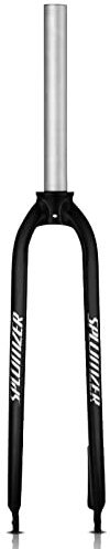 splumzer 1-1/8 26/27,5/29 MTB-Gabel mit starrer Scheibenbremse aus Aluminiumlegierung, 28,6 mm gewindelose gerade Rohr-superleichte Mountainbike-Vorderradgabel (29 Zoll, Schwarz)