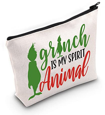 WZMPA Grünes Monster Kosmetiktasche für Ärzte, Katze, Fans, Geschenke, Monster ist Mein Geist, Tier, Reißverschlusstasche für Frauen Mädchen, Gr-inch Spirit Animal, Fit
