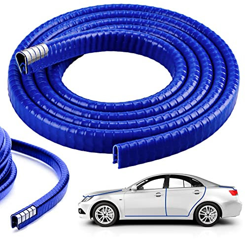 Protección de bordes de goma para coche, 5 m, en forma de U, para la mayoría de los modelos (azul)