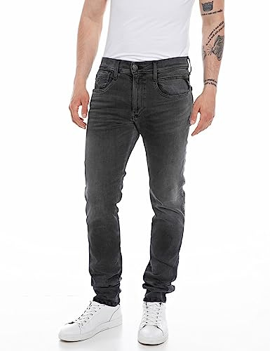 Replay Men's Anbass Slim-Fit Hyperflex Jeans with Stretch, Gray (Dark Gray 097), 32W / 32L