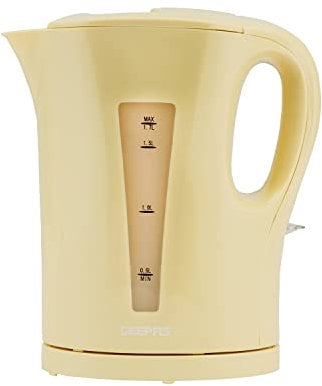 GEEPAS Electric Kettle | 1.7L Cordless Fast Boil Jug Kettle for Hot Water Tea or Coffee | Boil Dry Protection & Auto Shut Off | Illuminated Switch, Cord Storage | 1 Year Warranty, 2200W Biege