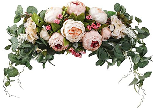 HAOSHICS Künstliche Pfingstrosen-Girlande aus Kunstseide, bunt, gemischte Frühlingsblumen-Girlande mit Pfingstrose für Hochzeitsbogen Tischdekoration zum Aufhängen, Heimspiegel, Wanddekoration