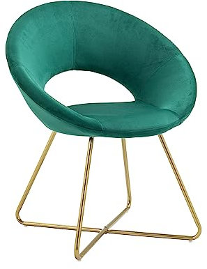 Poltrona Tonda Camera da Letto in Velluto Design Moderno, Sedia Imbottita Circolare con Gambe in Metallo Placcato Oro - Poltroncina per Salotto con Seduta Morbida Modello Grace - Petrolio