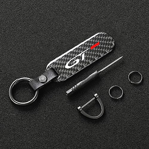 DaLizA Auto Schlüsselanhänger Carbon Karbonfaser, für Peugeot gtline gt GTI 508 5008 3008 208 2008 308 Key Fob Mode Anhänger Anti Verlust Schlüssel,GT-A
