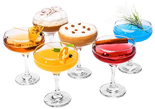 the mask el turko Champagne Cocktail Glasses Set of 6, Elegant Coupe Cocktail Glasses, Martini Glasses, Long Stem Glassware (6 Pcs (9oz/270ml))