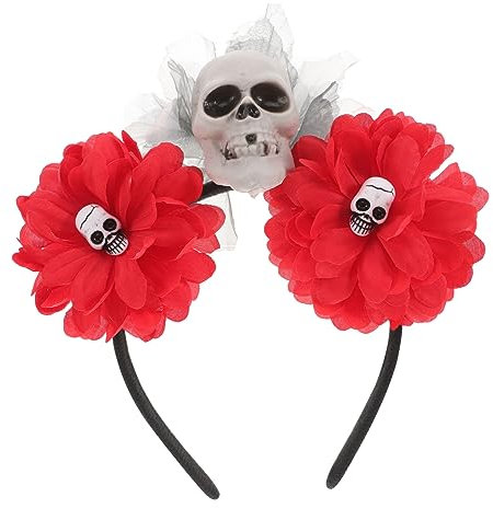 Amosfun Halloween Stirnband mit Blumen, Rot, Leicht für Party