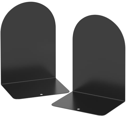 ALOTCHE Buchstützen 1 Paar, Metall Runde für Regale und Schreibtisch, zum Halten von Büchern, Buchstopper, Schwarz für Home Office