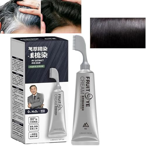Fruit Essence Hair Dyeing Comb, Black Fruit Dyeing Cream, Hair Dye for Gray Hair Coverage, Cream of Natural Hair Dye (Black)