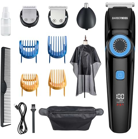 BarberBoss Bartschneider Männer Haarschneidemaschine & Nasentrimmer, Herren-Pflegeset, wasserdicht - QR-6052