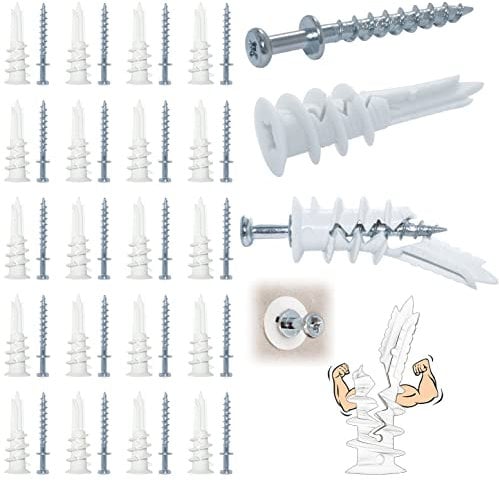 laffeya Set di 40 ganci per appendere quadri, 20 viti a doppia testa con artiglio a forma di orso, 20 tasselli in plastica autoperforanti per cartongesso, multiuso da appendere alla parete, viti a