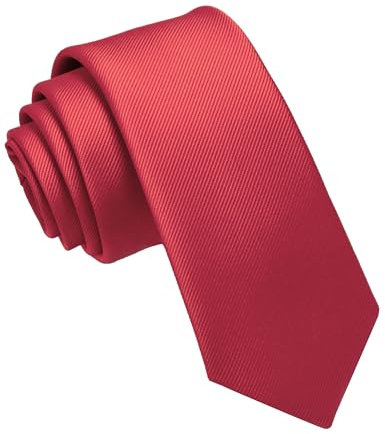 JEMYGINS Krawatte schmale Krawatten für Herren seide Hochzeit Schlips Kirschrot