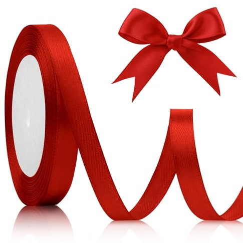 Geschenkband Rot 10mm, 22meters Schleifenband Rot Satinband Rot Schleifenband Weihnachten Rotes Band Satinband Weihnachten Dekoband Rote für Hochzeit Dekoration Taufe und Geburtstag Geschenke