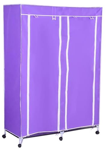 AnytoY Tragbarer Schrank zum Aufhängen von Kleidung, freistehender Stoff-Kleiderständer auf Rollen, temporärer Schrank für Wohnzimmerschrank (lila)