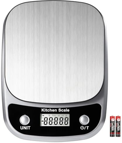GRAM PRES Báscula digital de cocina para alimentos, peso en gramos y onzas, báscula digital profesional de alimentos de cocina de 10 kg/1 g para pérdida de peso, dieta, hornear, cocinar, plataforma de