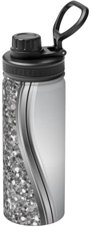 YsoLda Insulated Kettle,18oz Insulated Kettle Stainless Steel Water Bottles Insulated Cup,Silver Faux Glitter Glam Bling