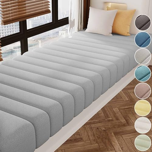 Benutzerdefinierte Bankkissen Bankauflage Stuhlkissen Für Fensterbank, Sitzkissen Für Fensterbank, Waschbar Abnehmbar, Sitzbank Eckbank Auflagen Für Innen Outdoor ( Farbe : Teddy Velvet-Light Gray )