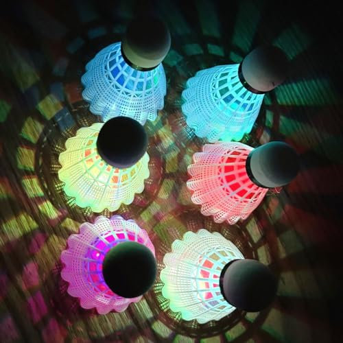 Leadge LED-Federball, Badminton, Birdies, Federball, dunkles Nacht, Nylon, leuchtend, Beleuchtung für Outdoor-Indoor-Sportaktivitäten (6 Packungen) (mehrfarbig)