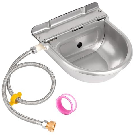 MUYIRTED Automatischer Tränkebecken Aus Edelstahl Mit 80cm Wassereinlassrohr, Schwimmertränke Für Pferde, Rinder, Ziegen, Hund, 1/2 Schwimmerventil-Einlass