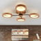 LAMPLAY Moderne LED-Deckenleuchte, Ø74cm Kronleuchter Dimmbar Mit Fernbedienung 3000K-6000K, Schwarzer Arm + 4 Holzringe, Metallkreis-Lampenschirm, Wohnzimmer Schlafzimmer Esszimmer Arbeitszimmer Büro
