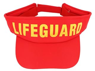 HENBRANDT 1 x Rotes Rettungsschwimmer Visier für Erwachsene mit verstellbarem Verschluss atmungsaktiver Hut Sommer Spaß Strand Party Visier Rettungsschwimmer Kostüm Zubehör Unisex Verkleidung Zubehör