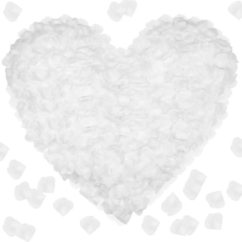 4000 Pièces Petale de Rose Blanche Pétales de Rose Artificielles Pétales en Soie de Rose Romantique Décoration pour Arts Artisanat Saint Valentin Baptême Mariage Anniversaire Demande en Mariage