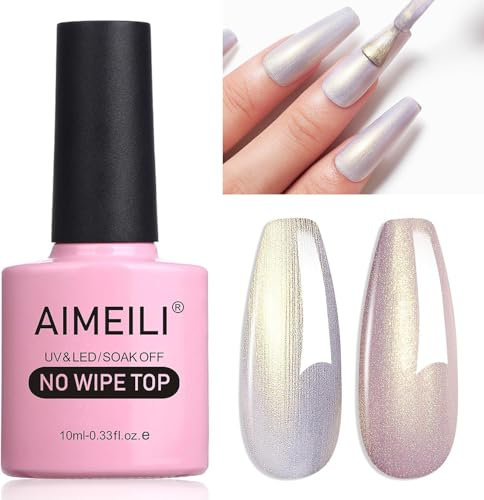 AIMEILI Glitzer Top Coat Perlmutt 10ml No Wipe Top Coat Pearl Effect Nail Gel UV Perlmutt Überlack Pearl Top Coat Perlmutt Schimmer 012