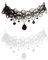 WLVinson 2 Stück Choker Kette Damen Halsband Damen Schmuck Spitze Choker Schwarz Gothic Schmuck Zubehör Perlen Quasten Halsketten für Frauen und Mädchen Schwarz und Weiß