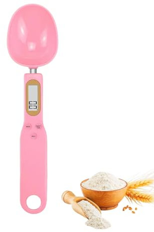 Rosa Messlöffel mit Skala, 0,1 g – 500 g, LCD-Display, 4 Wiegeeinheiten, multifunktionale Küchenwaage, geeignet für Pulver, kleine Partikel in der Medizin, Bohnen