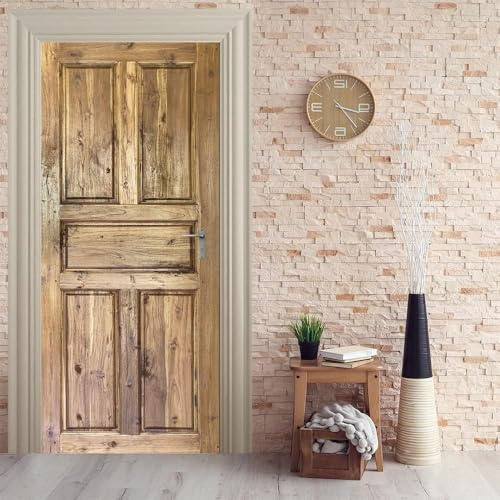 Türbekleben Holztür Türtapete, Selbstklebend TürPoster Holztür Türbilder, 3D Fototapete Türfolie Poster Tapete Türaufkleber XXL Tür Tapeten 90 x 200 cm q2100