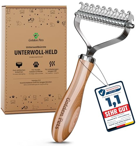 TESTURTEIL SEHR GUT Unterwollbürste & Unterfellbürste I Hundebürste & Katzenbürste für langhaar I Unterwollkamm entfernt Unterwolle & Verfilzungen