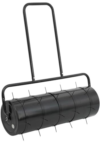 Gecheer Rasenwalze, Rasenlüfter 63 L Eisen und Stahl, 60 cm 48L/60 kg befüllbar mit Wasser/Sand, Gartenwalze für Rasenpflege
