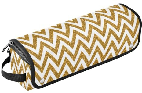 LI ZHI XIN Bolsa de viaje 2 en 1 para secador de pelo con alfombrilla resistente al calor, organizador de secador de pelo, bolsa de almacenamiento para rizador, caja de cosméticos, patrón de zigzag