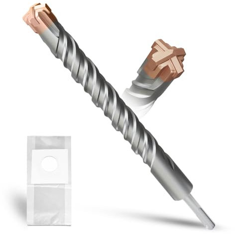 METOTY SDS Plus bohrer 28mm×310mm,mit 4 Hartmetallschneiden,Kopf mit Beschichtung,Steinbohrer,Hammerbohrer,Betonbohrer,Für Stein,Beton,Naturstein,Ziegelmauer