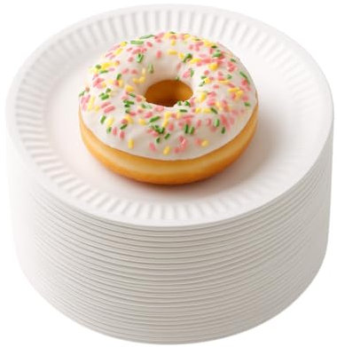 Pakomat Assiettes en papier 15 cm 50 pièces assiettes jetables, assiettes à dessert rondes, assiettes en carton stables, plats de fête, respectueux de l'environnement, assiettes en carton