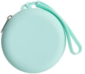 Portamonete rotondo in silicone, piccolo, verde, con custodia per cuffie