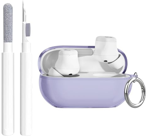 Aircawin for Beats Solo Buds Case Clear,Shockproof Design for Beats Solo Buds Cover 2024,Full Protective Soft Transparent TPU Case for Beats Solo Earbuds with Keychain and Cleaning Pen-Purple