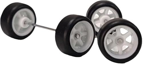 Modellauto Zubehör, 4 Stück Leichtmetallräder 1:64, Aluminiumfelgen mit Gummireifen