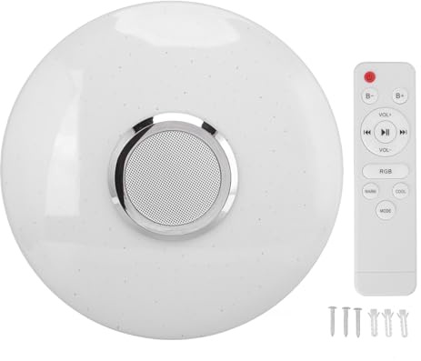 Spacnana Luz de Techo LED de Mejora del Hogar, Altavoz Inteligente Altavoz de Lámpara de Dormitorio de Color, Control WiFi Incorporado, para Mejoras para el Hogar